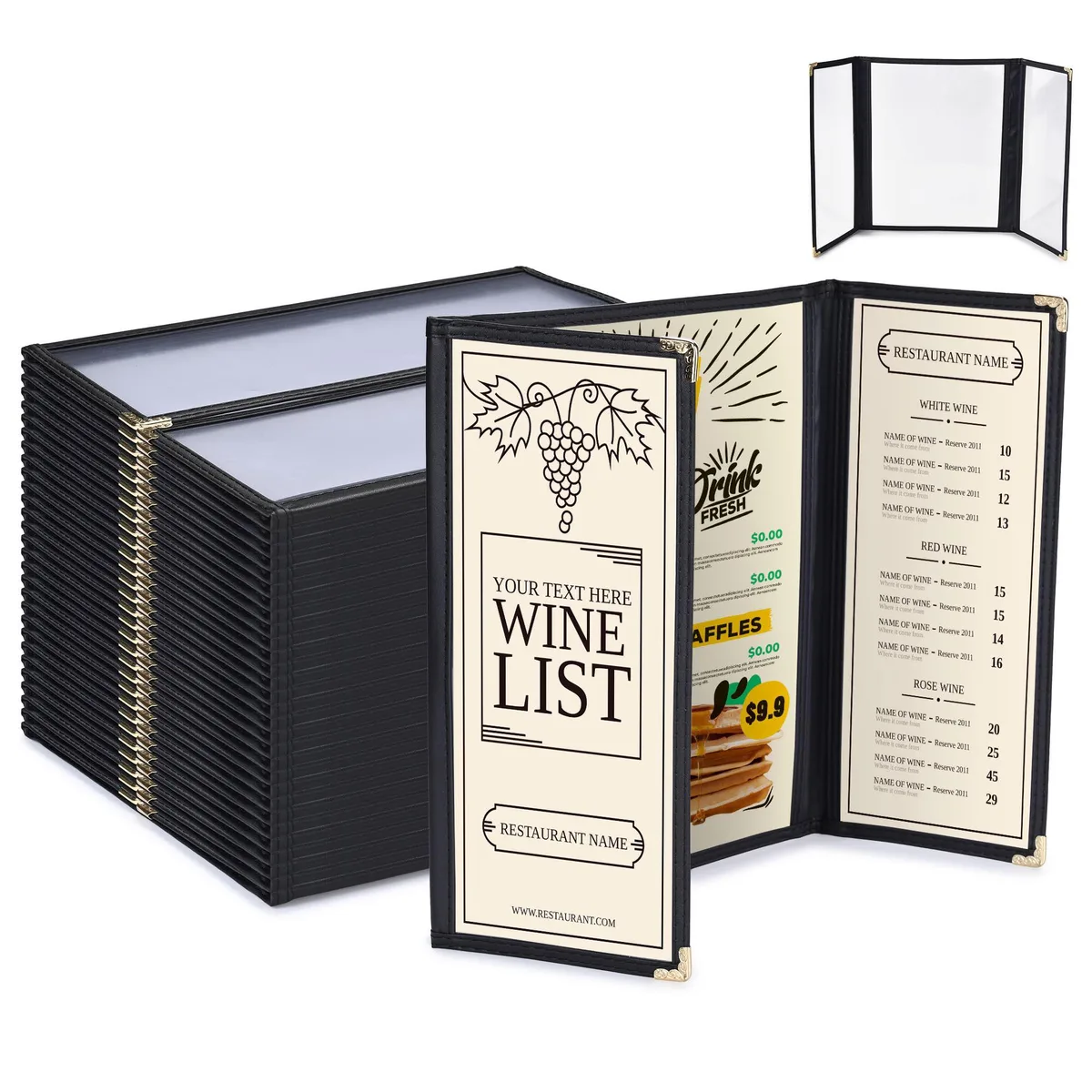 Yescom USA, Inc. Yescom USA, Inc. 26MNC031-11G3-06-30 30 Pcs Gatefold Menu Cover Accessory — product photo