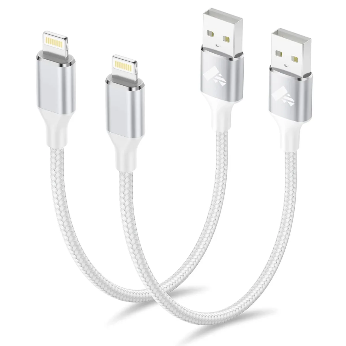  Aioneus USB-A to Lightning Cable 1ft 2-Pack MFi Certified White — product photo
