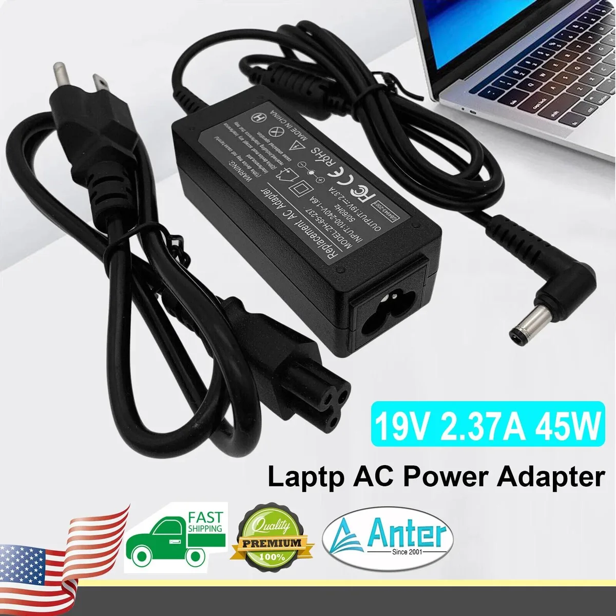 RAYBESTOS UNBRANDED RAYBESTOS UNBRANDED 19V 2.37A 45W AC Adapter Toshiba Satellite — product photo