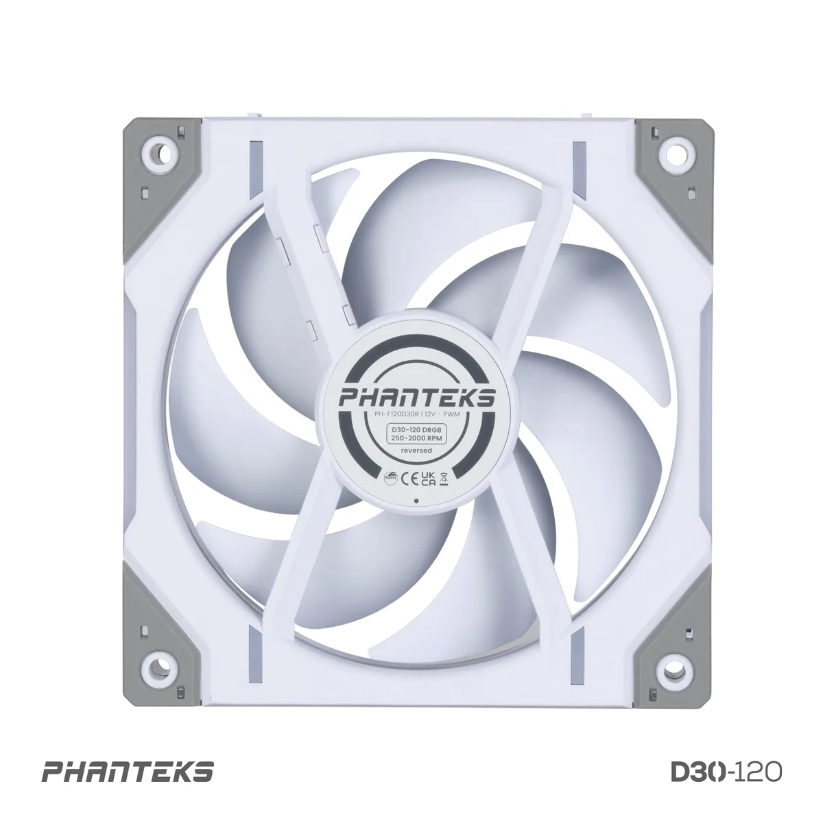 Phanteks Phanteks PH-F120D30R_DRGB_PWM_WT01 120mm 30mm reverse airflow DRGB case fan — product photo