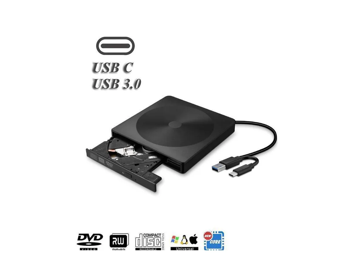 BONAEVER BONAEVER Type C USB 3.0 Slim External CD DVD RW Drive 139x1395x12MM 400g — product photo
