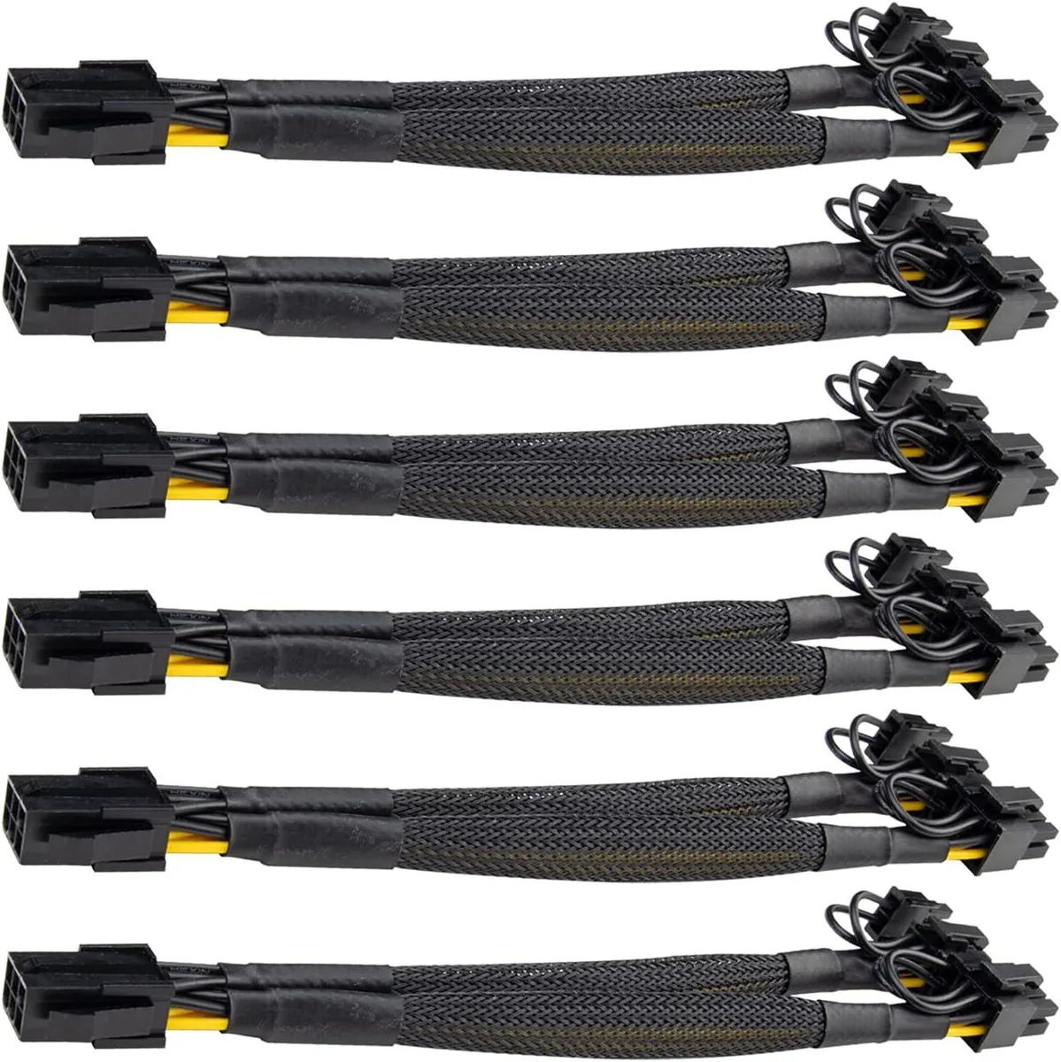 AAAwave AAAwave PCIe 6-Pin Female to Dual 6+2-Pin Male Braided Splitter Cable 9-Inch 18AWG Pack of 6 — product photo