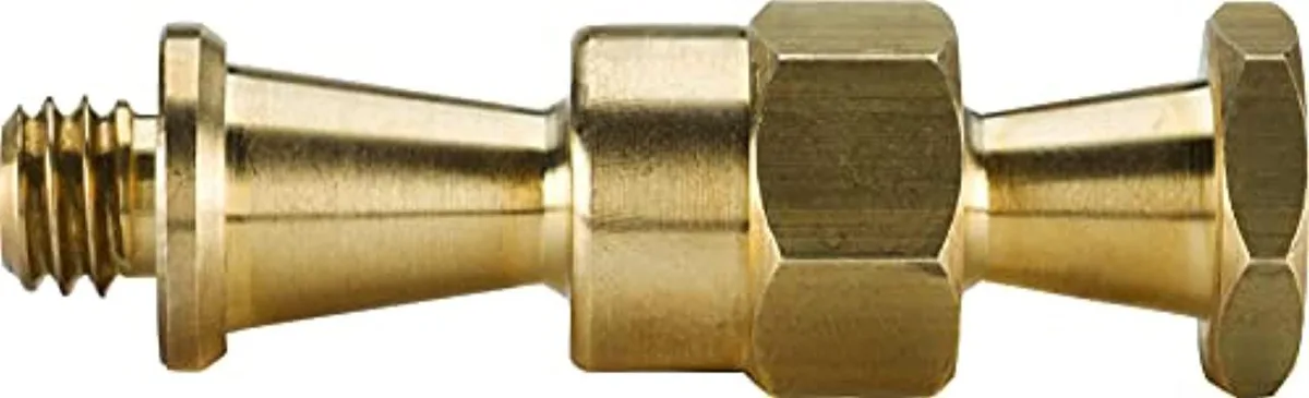 Solid brass hexagonal mounting stud with 3/8"-16 male thread and 16mm baby adapter