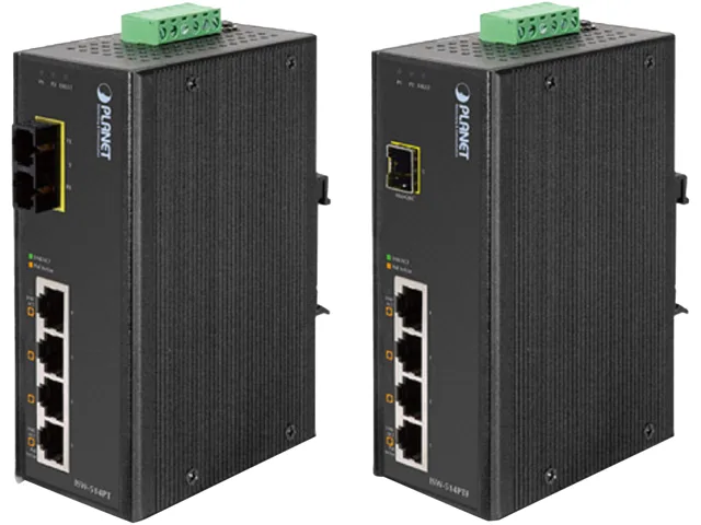 PLANET PLANET ISW-514PTF network switch 4-port 10/100 PoE 1-port 100Base-FX — product photo