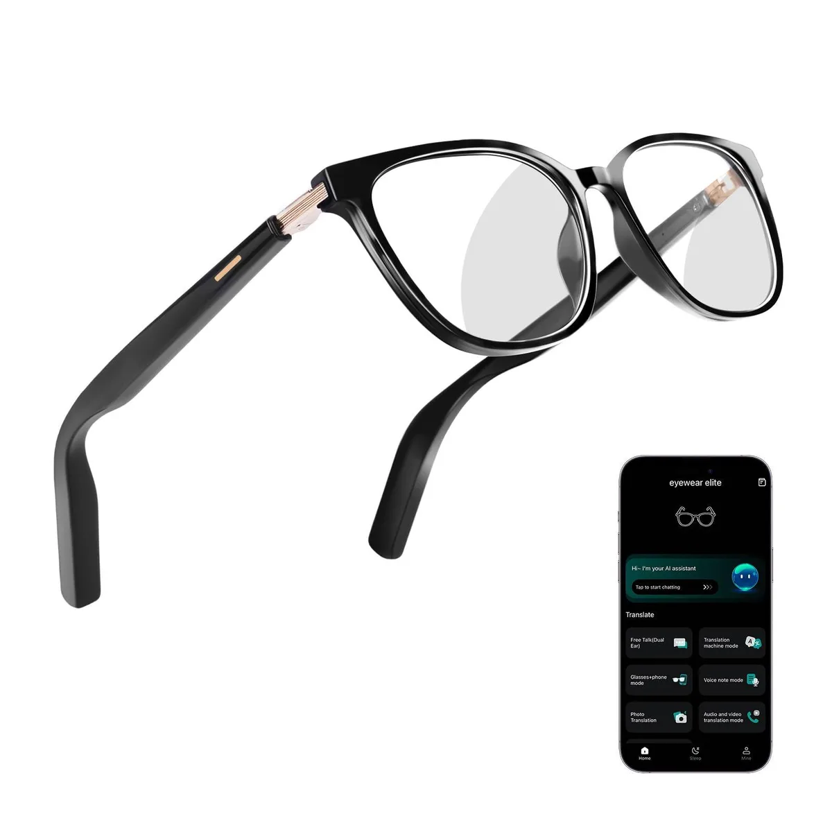 KWENRUN AI Smart Glasses Black Photochromic Lenses — product photo
