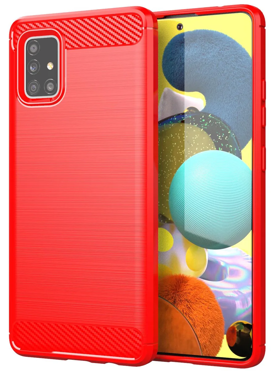 Nakedcellphone Nakedcellphone Flexible Carbon Fiber Pattern Case Cover Red for Samsung Galaxy A51 5G UW — product photo