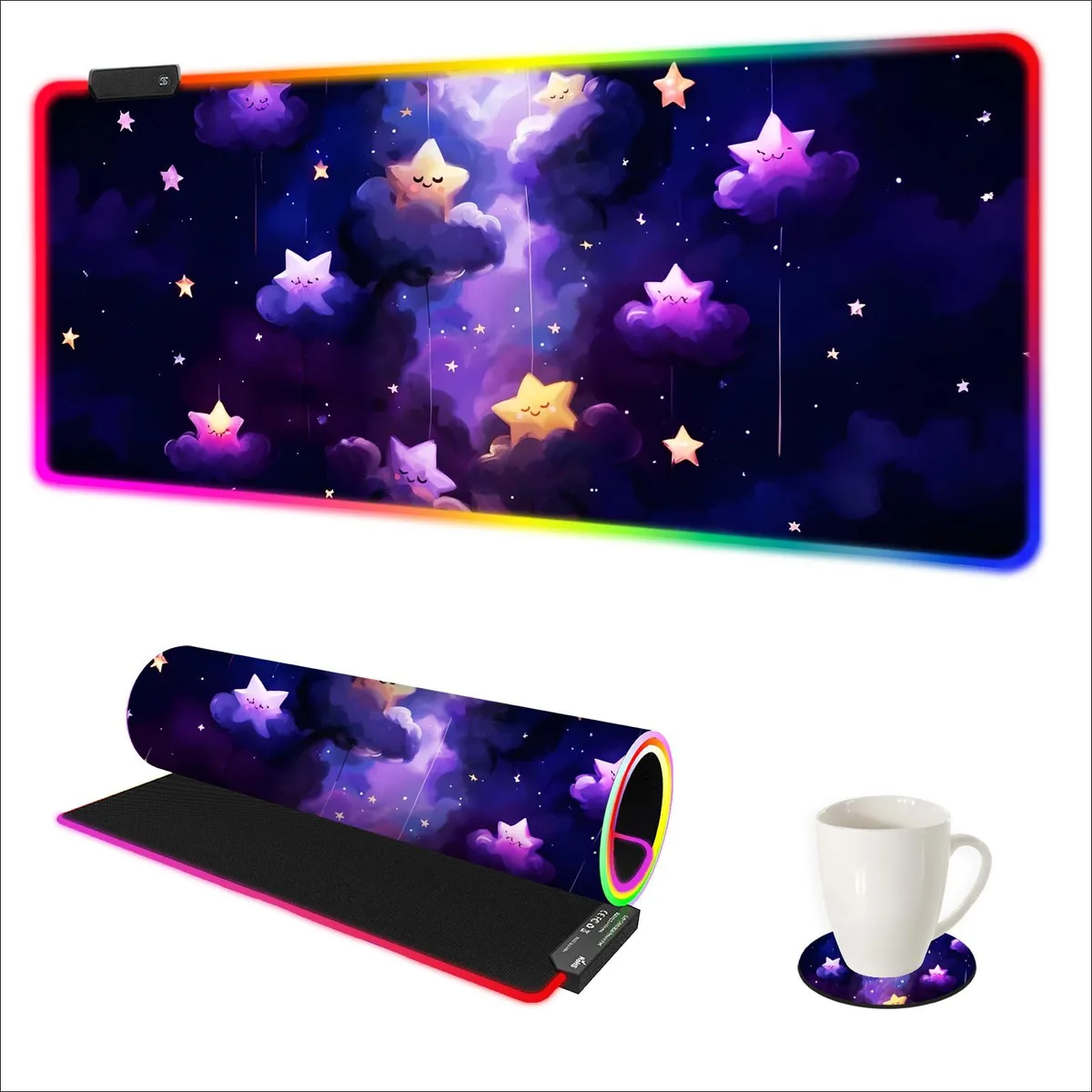 DNBeffulgent DNBeffulgent DK-RGB-90-011 RGB Mouse Pad 35.4" x 15.8" Purple Star — product photo