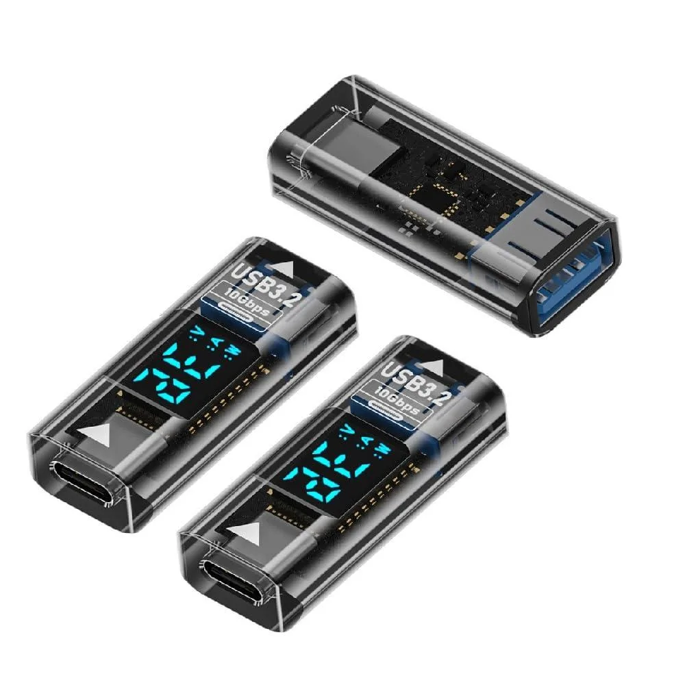 Fervit Fervit USB-C Female to USB-A Female Adapter 3-Pack 10Gbps 36W PD LED Display — product photo