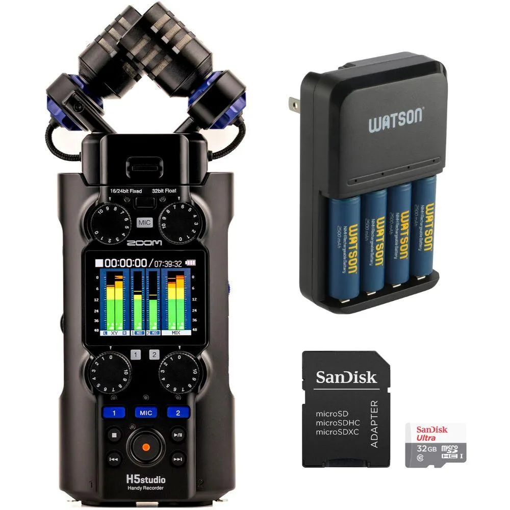Zoom H5studio recorder with large XY microphones and accessories