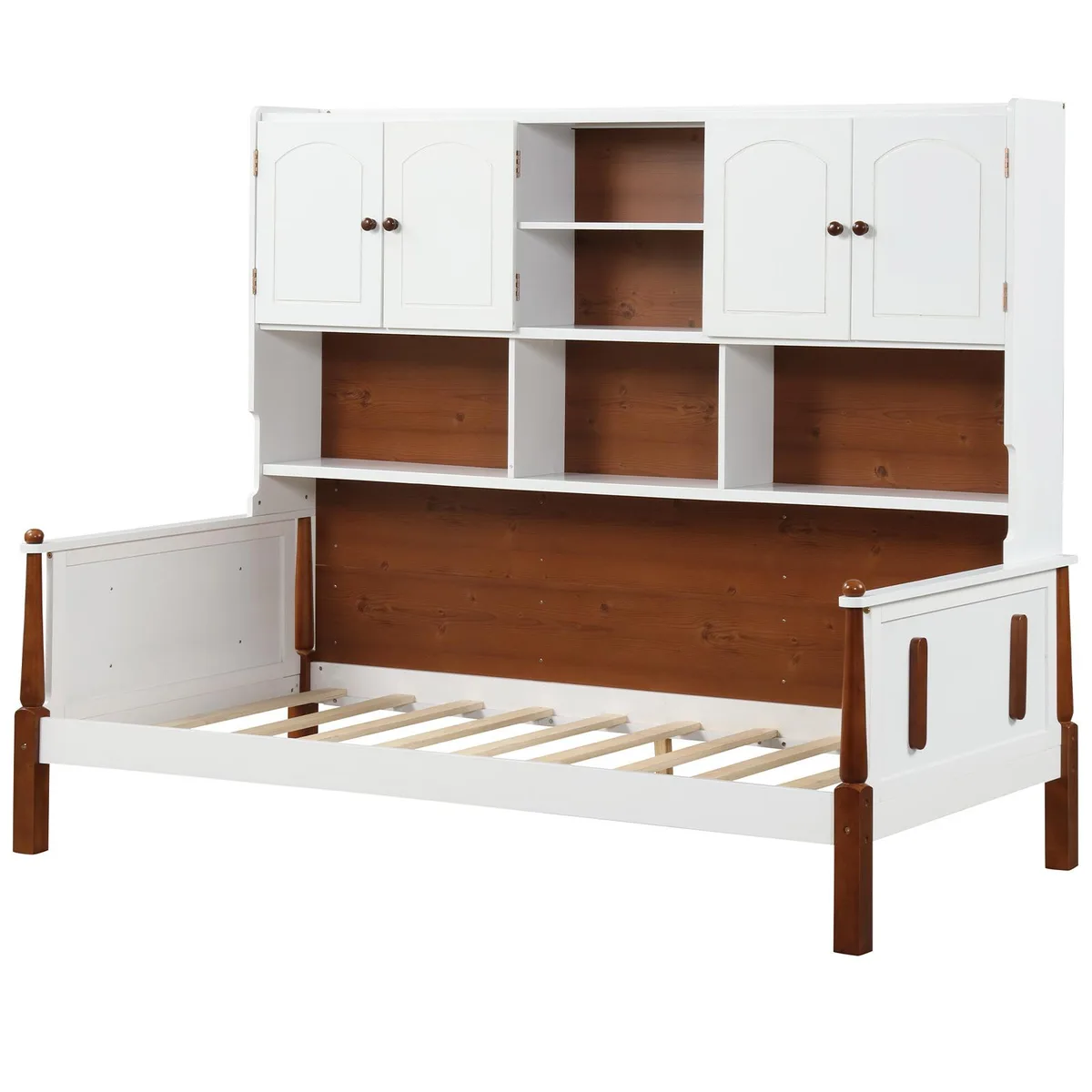 SlickBlue SlickBlue Twin Platform Bed with Bookcase White 79.5" x 42" x 66 — product photo