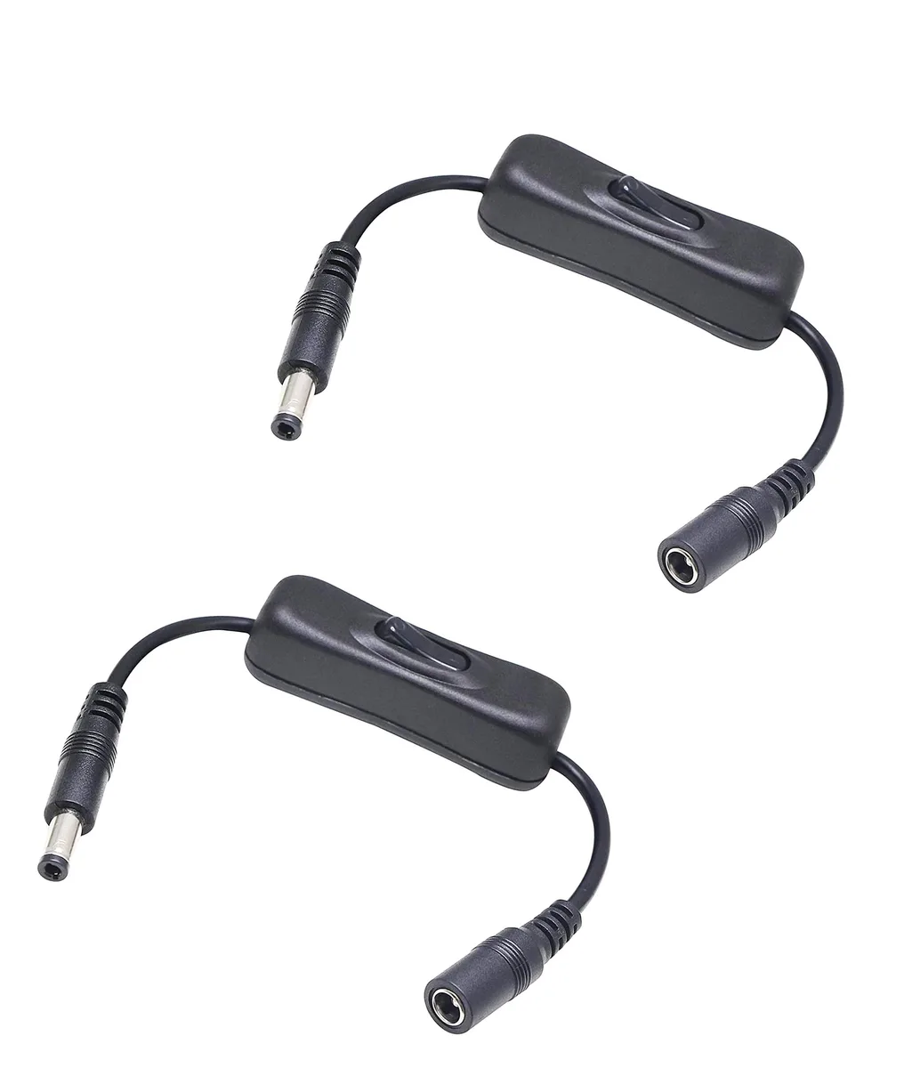 WRIARICH WRIARICH DC 5.5 x 2.1mm 5521 Extension Cable with Switch 20cm 2-Pack — product photo