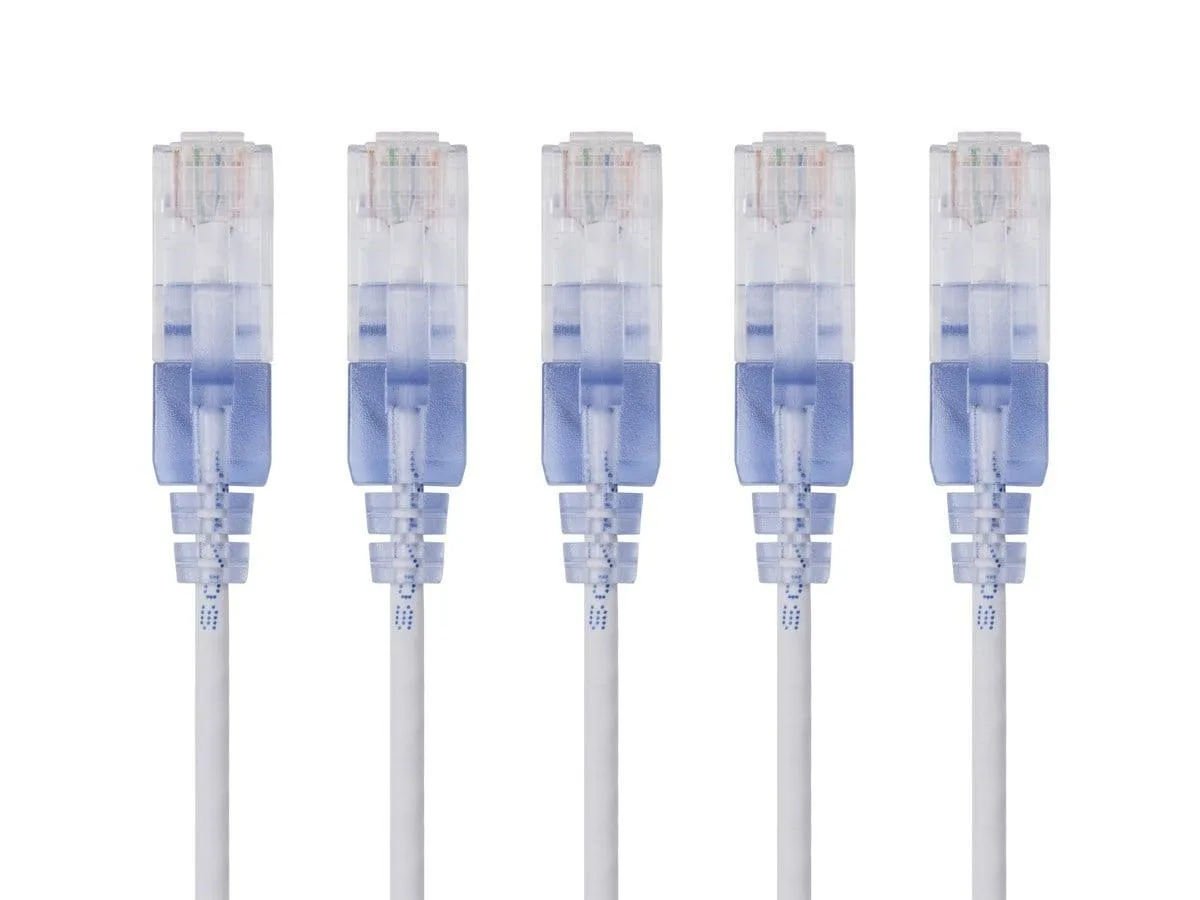 Monoprice Inc. Monoprice 129447 SlimRun Cat6A Network Ethernet Cable 6in White 5-Pack — product photo