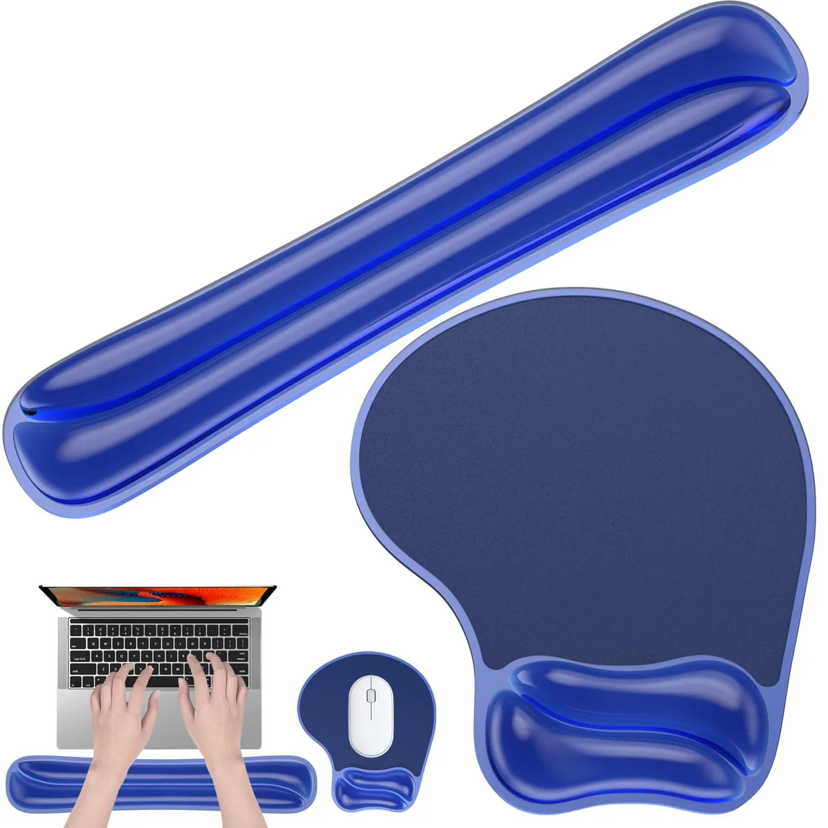  Laokiiy Cooling Gel Mouse Pad &amp; Keyboard Wrist Rest Set Blue — product photo