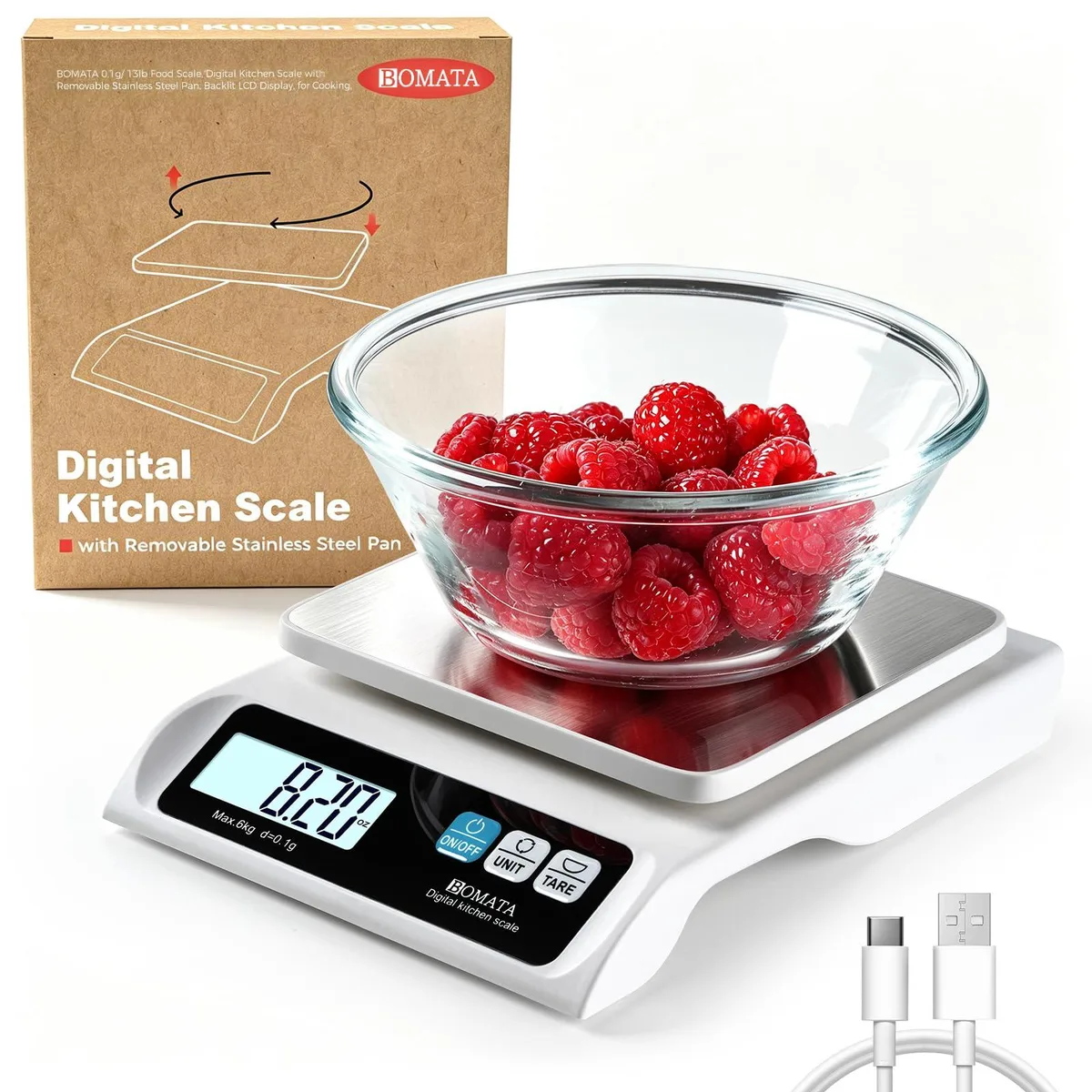  0.1g 13lb USB Rechargeable Removable Stainless Steel Pan Test &amp; Measurement Tool — product photo