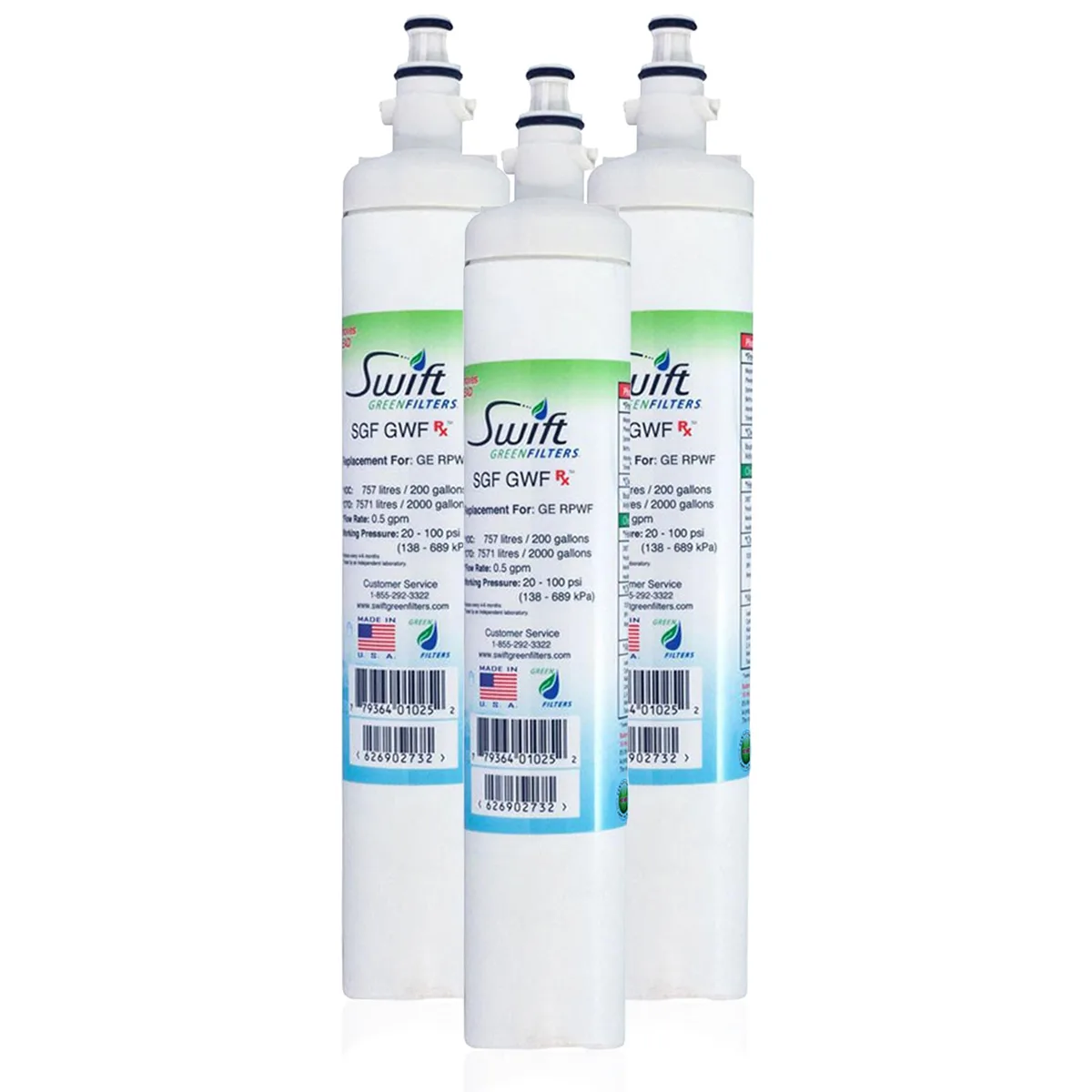 Swift Green Swift Green SGF-GWF Rx refrigerator water filter 3 pack — product photo