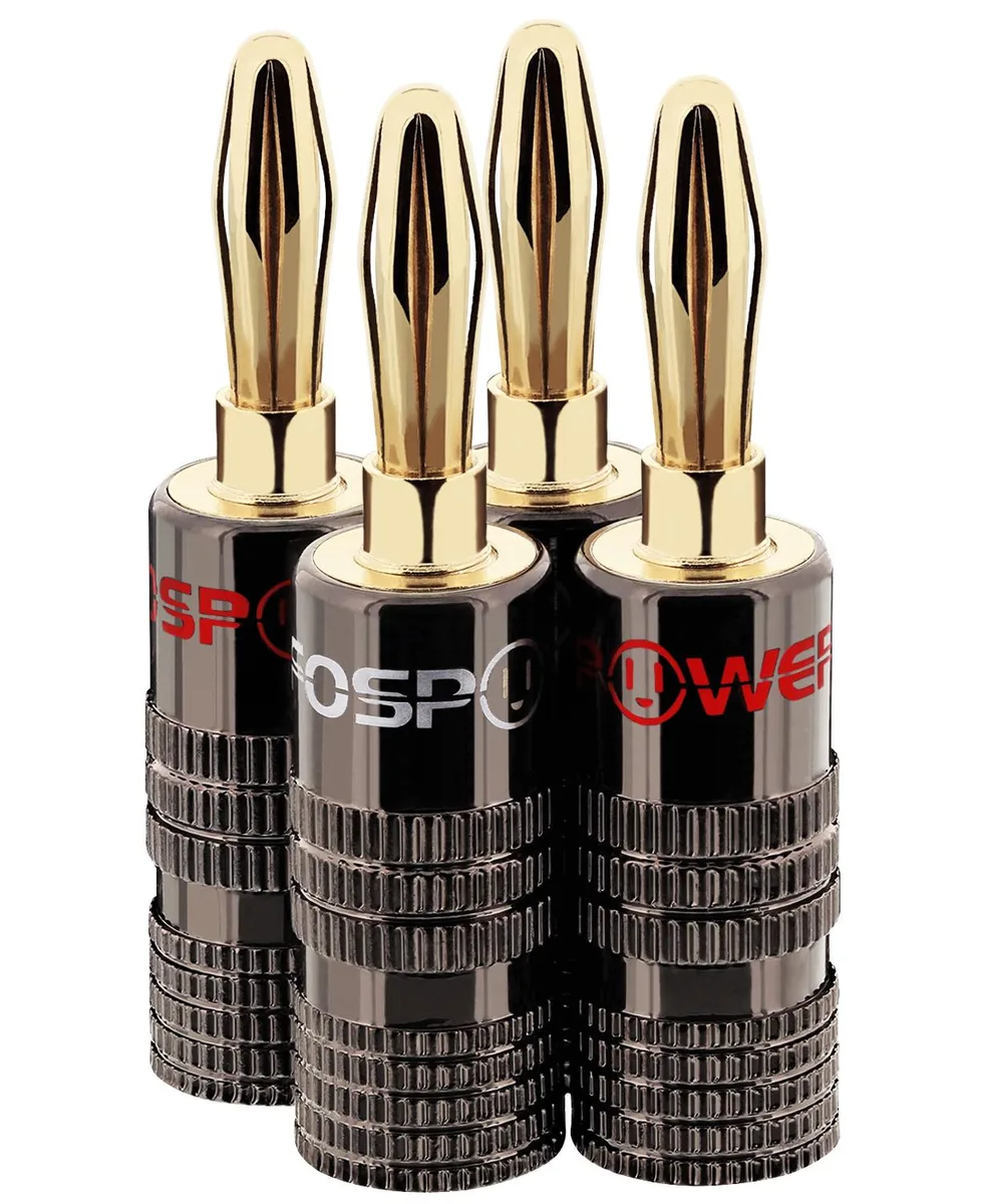 FosPower FosPower FOSCBL-2312 Banana Plugs 2 Pairs 24K Gold Closed Screw 12-18AWG — product photo