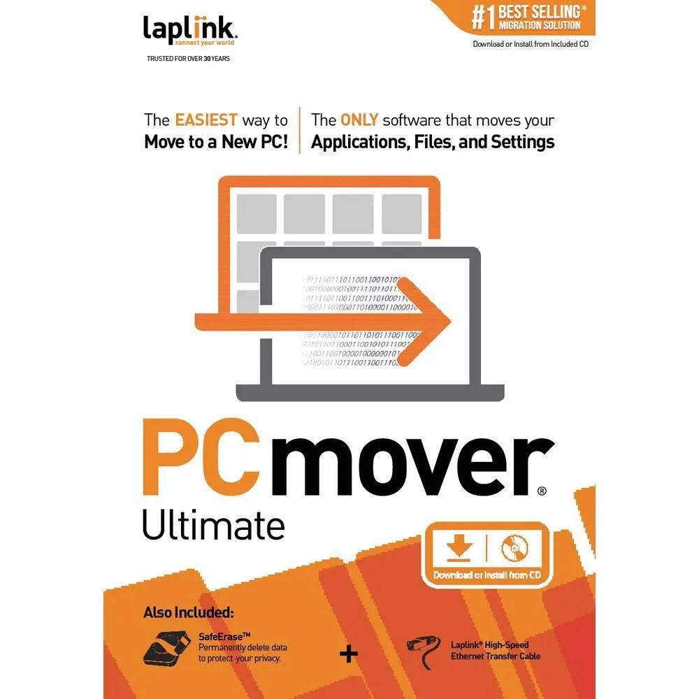 Laplink Software Inc Laplink Software Inc PAFGPCMP0B000PGRTPEN PCmover v.11.0 Ultimate Ethernet Cable 1 User accounting — product photo