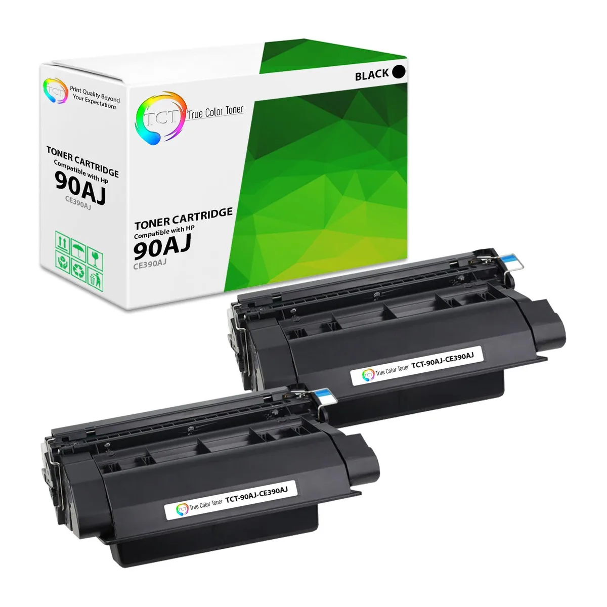 True Color Toner True Color Toner CE390A 90AJ Jumbo Black Toner Cartridge 2 Pack 18000 Pages — product photo