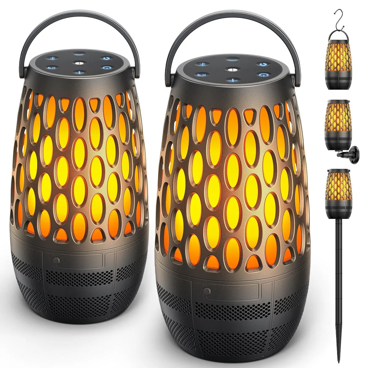  hesontec SY126 Portable Speaker Pair Yellow 10W IPX6 Flame Light 2000mAh — product photo
