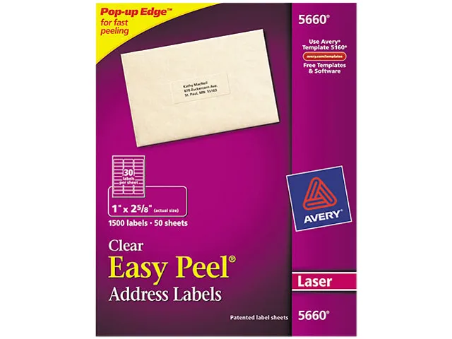 Avery Avery 5660 Clear Address Labels 1500 Labels Mailing Supply — product photo