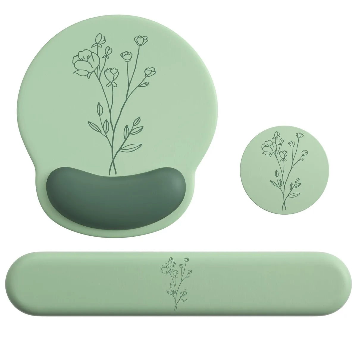  VINEBURY VB2512 3-in-1 Mouse Pad Set A11-Green Plants — product photo