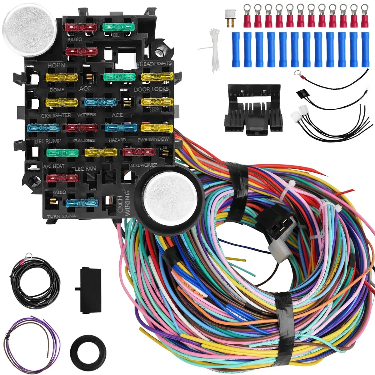WUQ WUQ Universal 21 Circuit Wiring Harness Kit 17 Fuses — product photo
