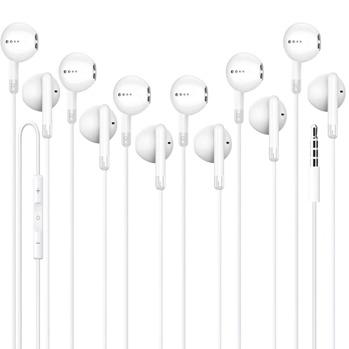 No Sew No Sew EP-G5-6White 6 Pack In-Ear Wired Headphones White 3.5mm — product photo