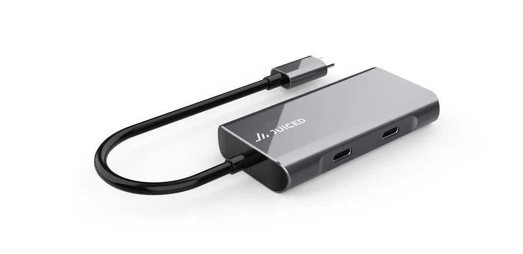 Juiced Systems Juiced Systems QuadHUB 2 in 1 accessory 10 Gbps USB 3.2 2 USB-C 2 USB-A — product photo