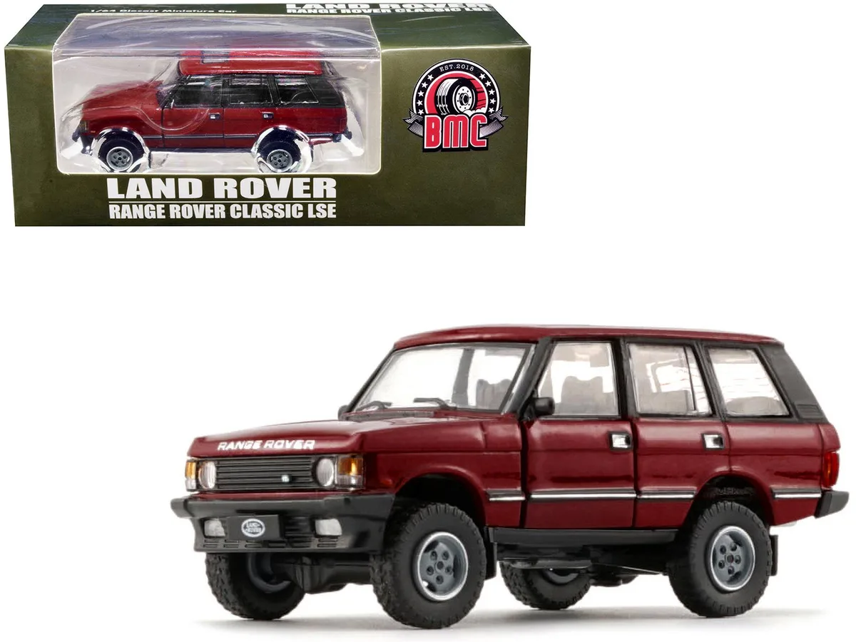 BM Creations BM Creations Land Rover Range Rover Classic LSE RHD Red with Sunroof with Extra Wheels 1/64 hobby collectible — product photo