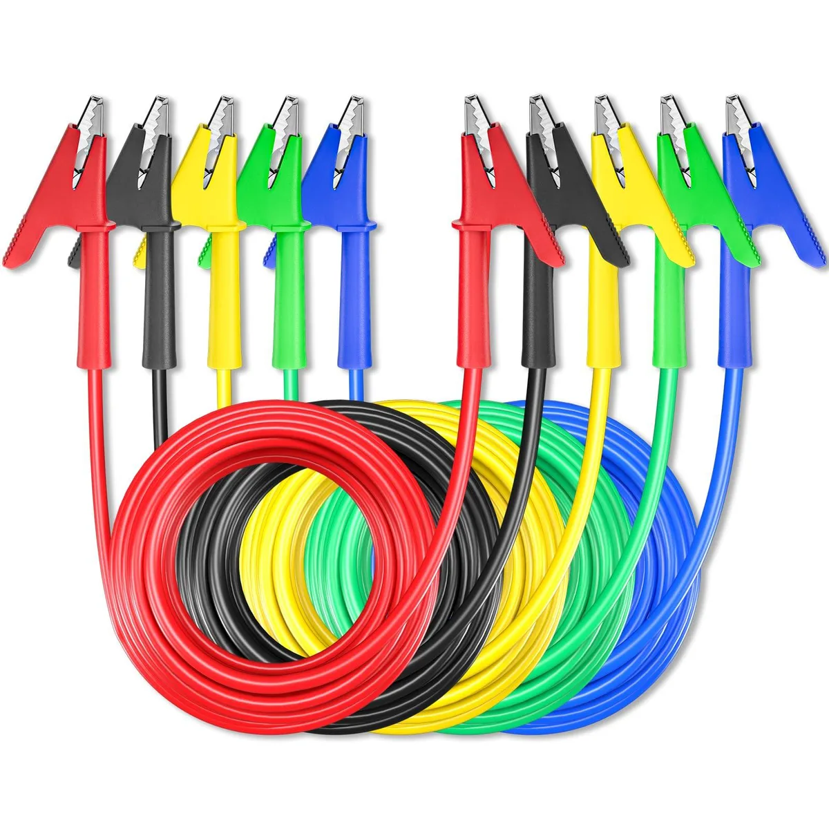 KEHIPI KEHIPI P1024-5PCS-5m 5PCS Alligator Clip Test Leads 16.4ft 1000V 15A electrician tool — product photo