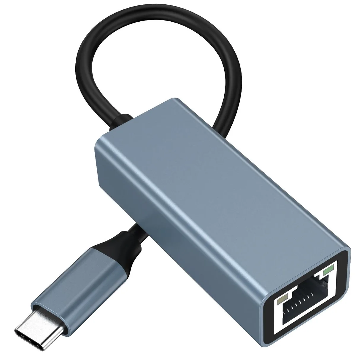  Paloxy USB-C to Ethernet Adapter 100Mbps Grey 90 degree — product photo