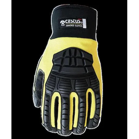 Grey work glove with padded knuckle guards and textured palm, size large model 3030