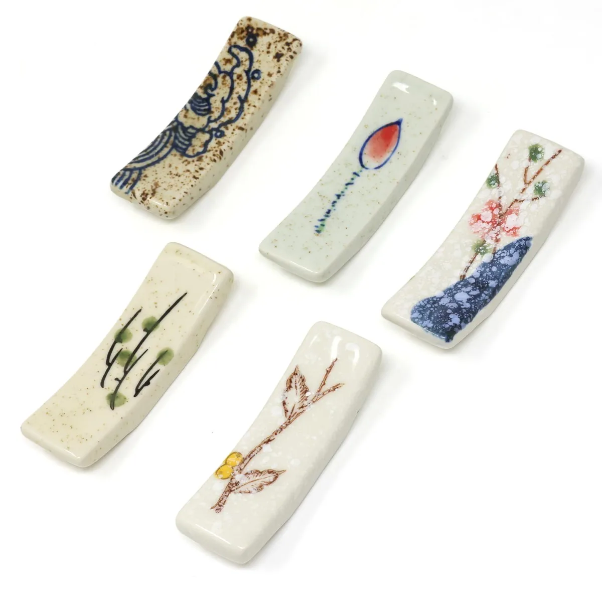  Honbay CHOPSTICKS-HOLDER-5-5ST 5-piece ceramic chopstick rest set — product photo