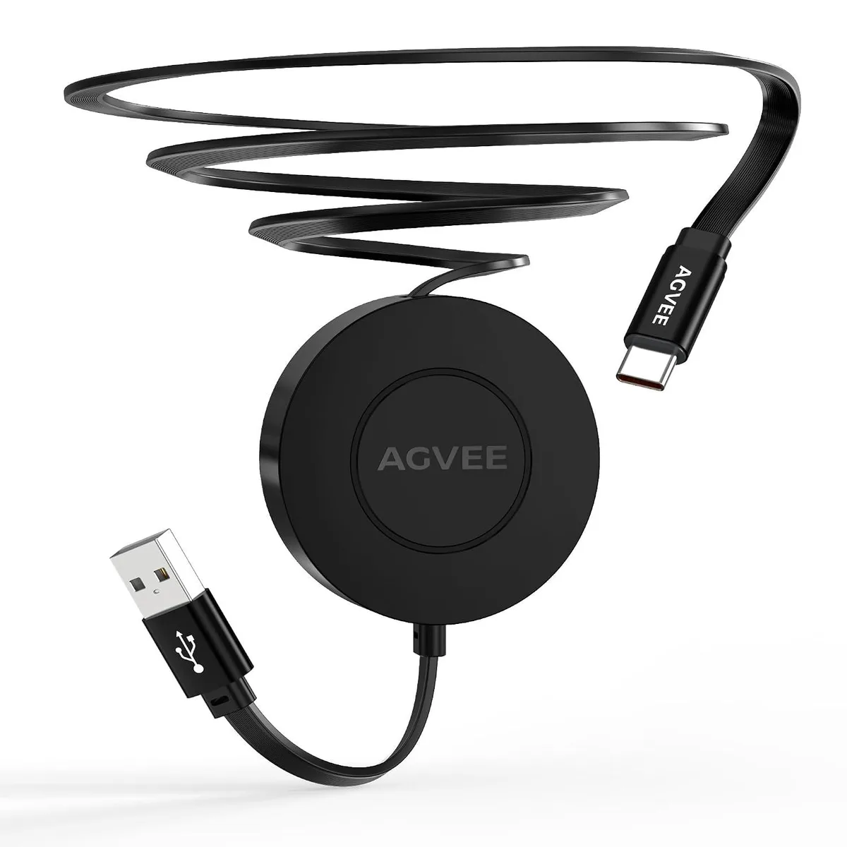Mobee Mobee USB-A to C Retractable Cable 0.3ft Fixed 2.3ft Extend 2.4A Black — product photo