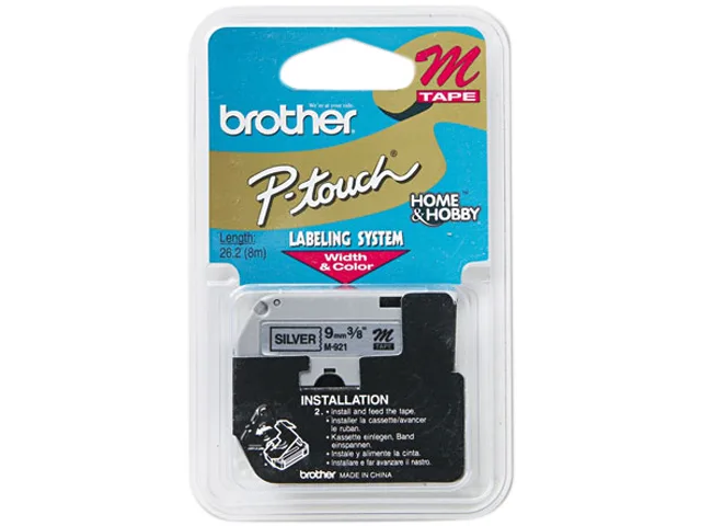 Brother Brother M921 M Series Tape Cartridge 3/8" 26.2 ft Black on Silver — product photo