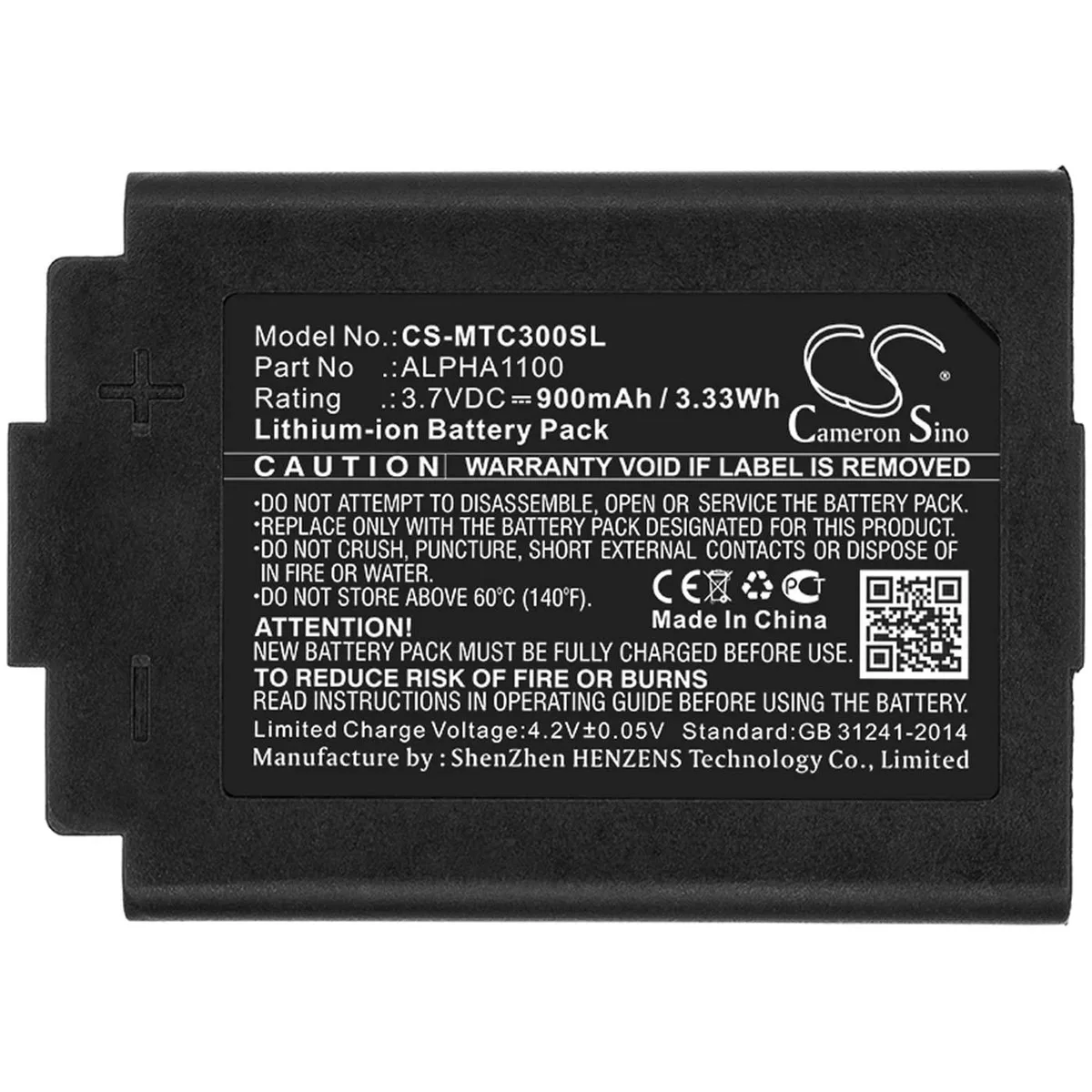 Cameron &amp; Co Cameron &amp; Co 900mAh 3.7V Li-ion Battery for 3M TAC300/500 — product photo