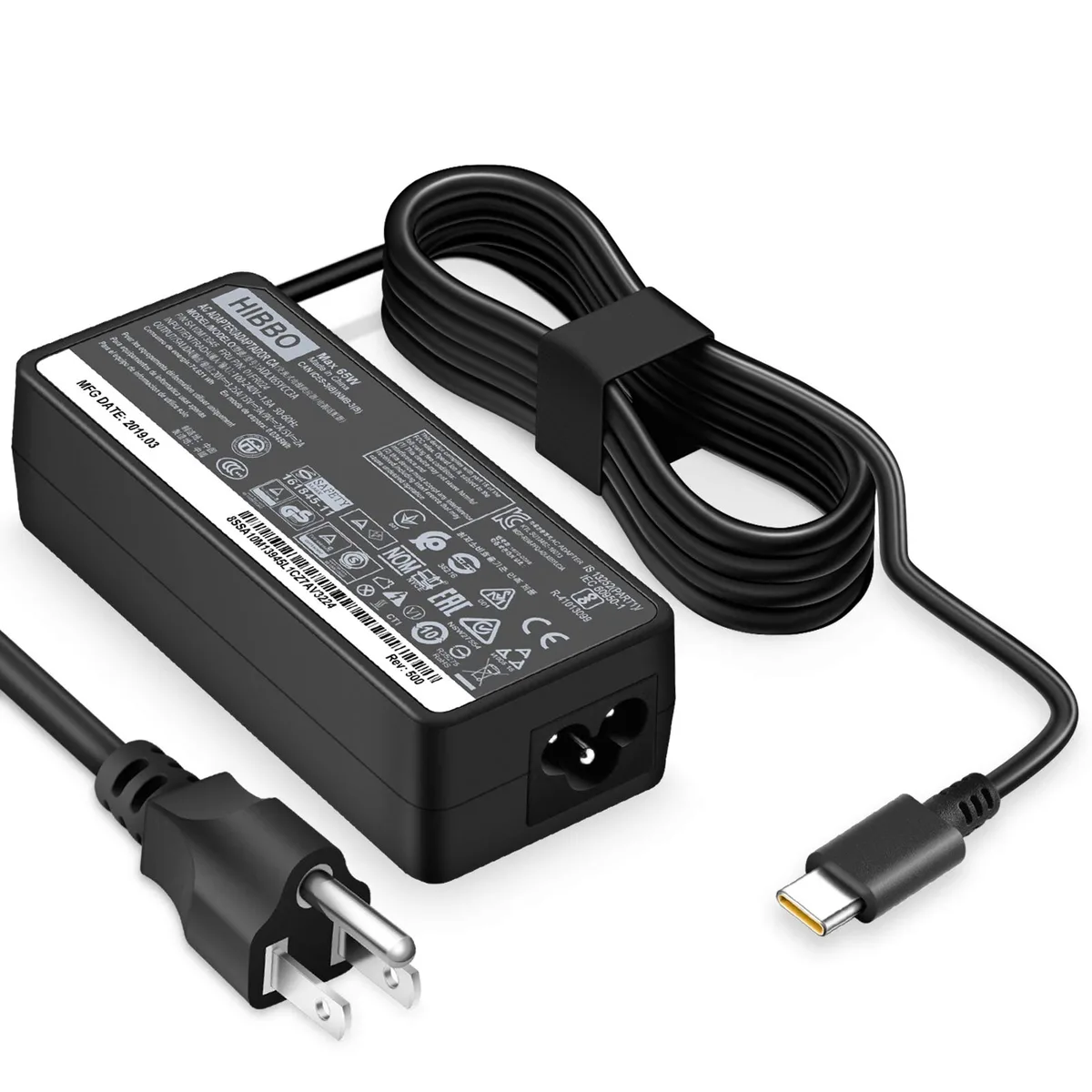  HIBBO ADLX65YCC3A 65W USB-C laptop charger — product photo