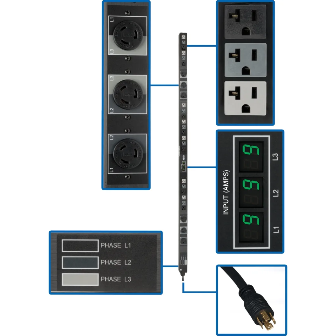 Tripp Lite Tripp Lite PDU3MV6L2120B PDU 208/120 V 16 A 21x5-15/20R 6xL6-20R 6 ft — product photo