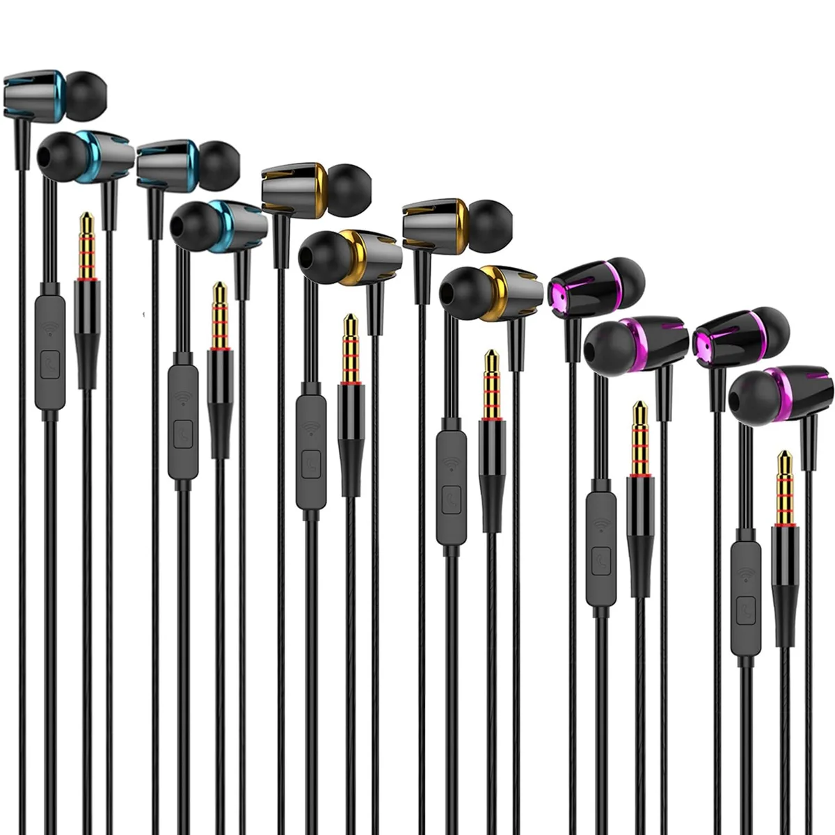 No Sew No Sew Wired Earbuds 6 Pack Black 3.5mm .1kg — product photo