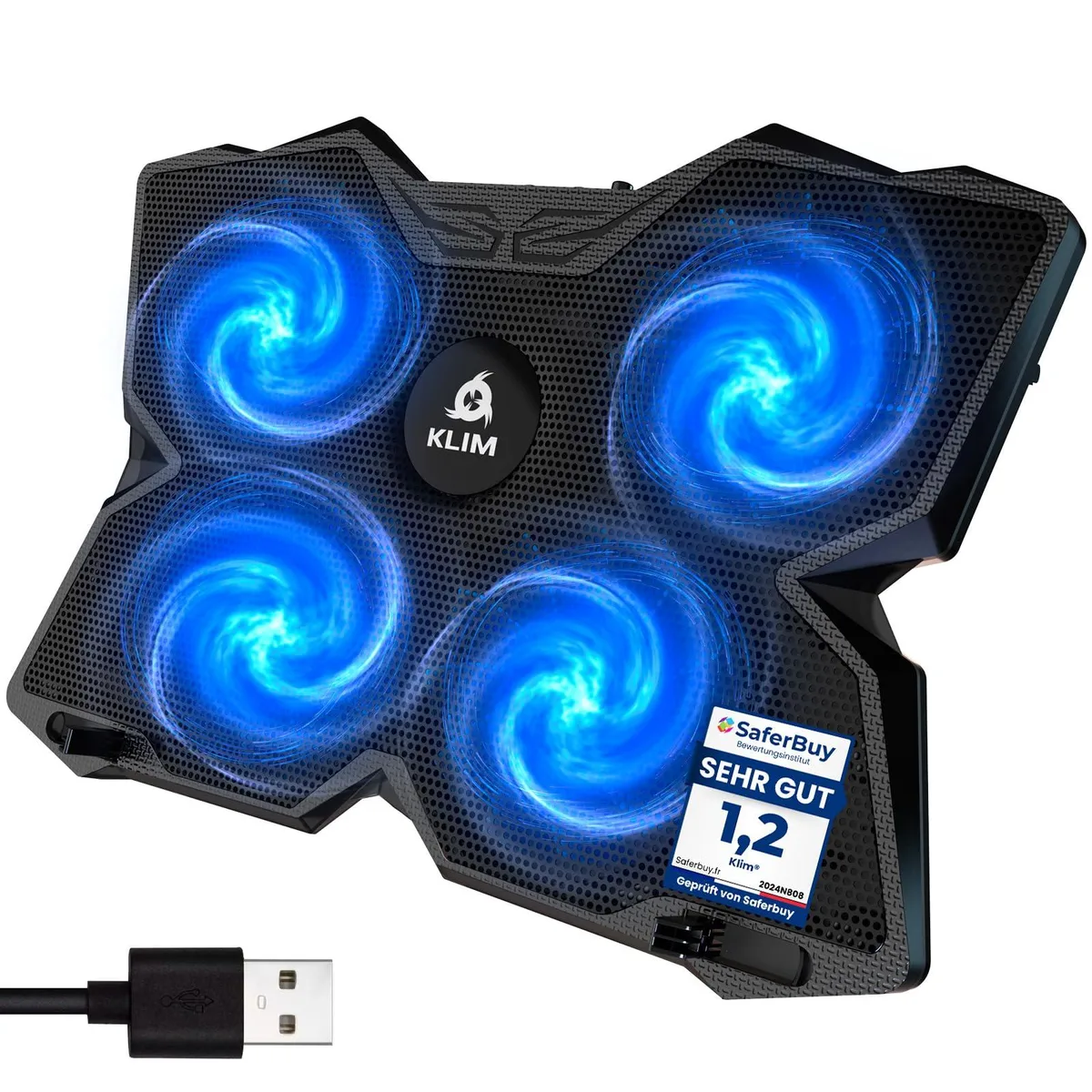 KLIM K2N laptop cooling pad 4 fans 1200 RPM Blue — product photo