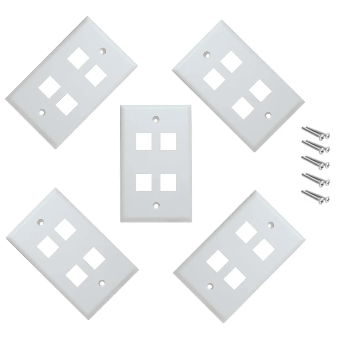 iMBAPrice iMBAPrice 4 Port Keystone Wall Plate 1-Gang White Pack of 5 — product photo