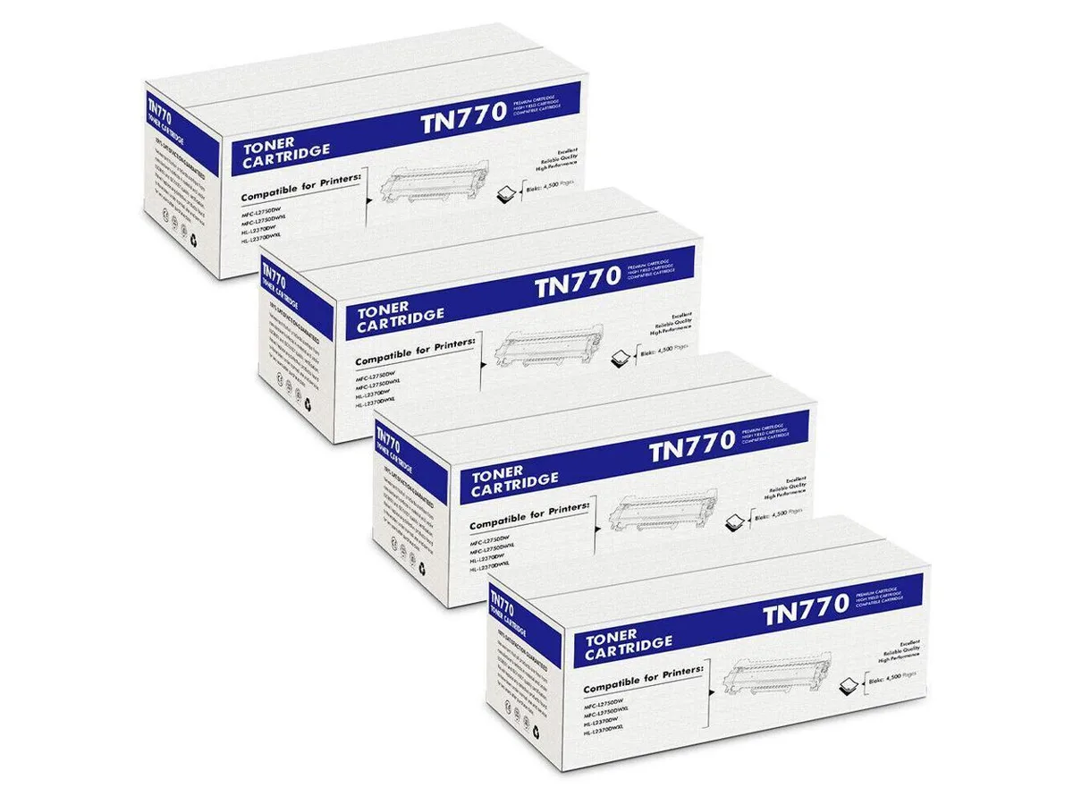 V4ink V4ink TN770 Black Toner Cartridge 4 Pack replacement for Brother HL-L2370DW MFC-L2710DW — product photo