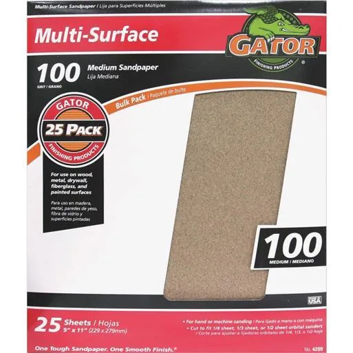 Ali Indistries Inc Ali Indistries Inc 4209 100 Grit Aluminum Oxide Sandpaper 25 Sheets 9x11 — product photo