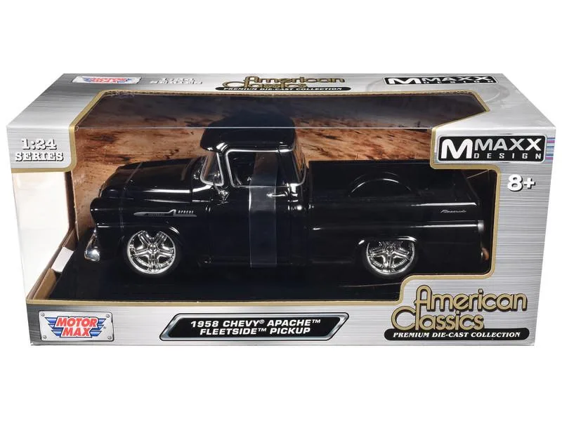 MOTORMAX MOTORMAX 1958 Chevrolet Apache Fleetside Pickup Black Maxx Design American Classics 1/24 — product photo