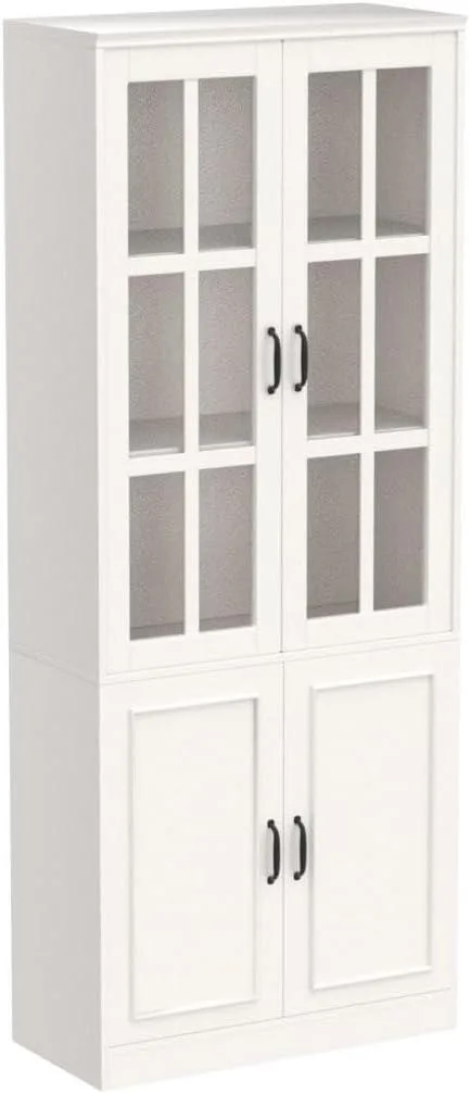 BFKK BFKK Tall Bookcase 5-Tier Glass Doors White 31.5W 15.7D 78.7H — product photo