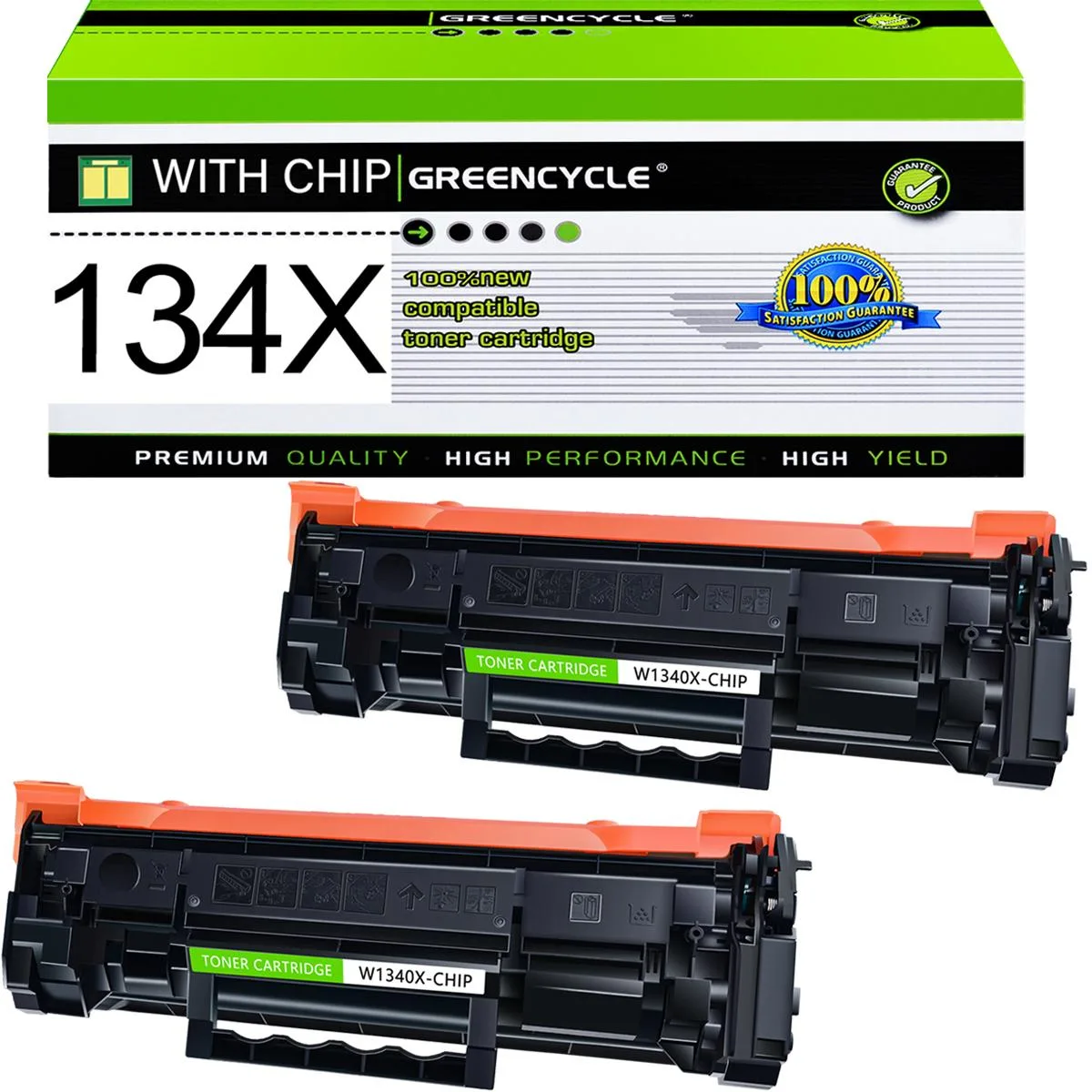 GREENCYCLE GREENCYCLE 134X W1340X Black Toner Cartridge 2-Pack — product photo