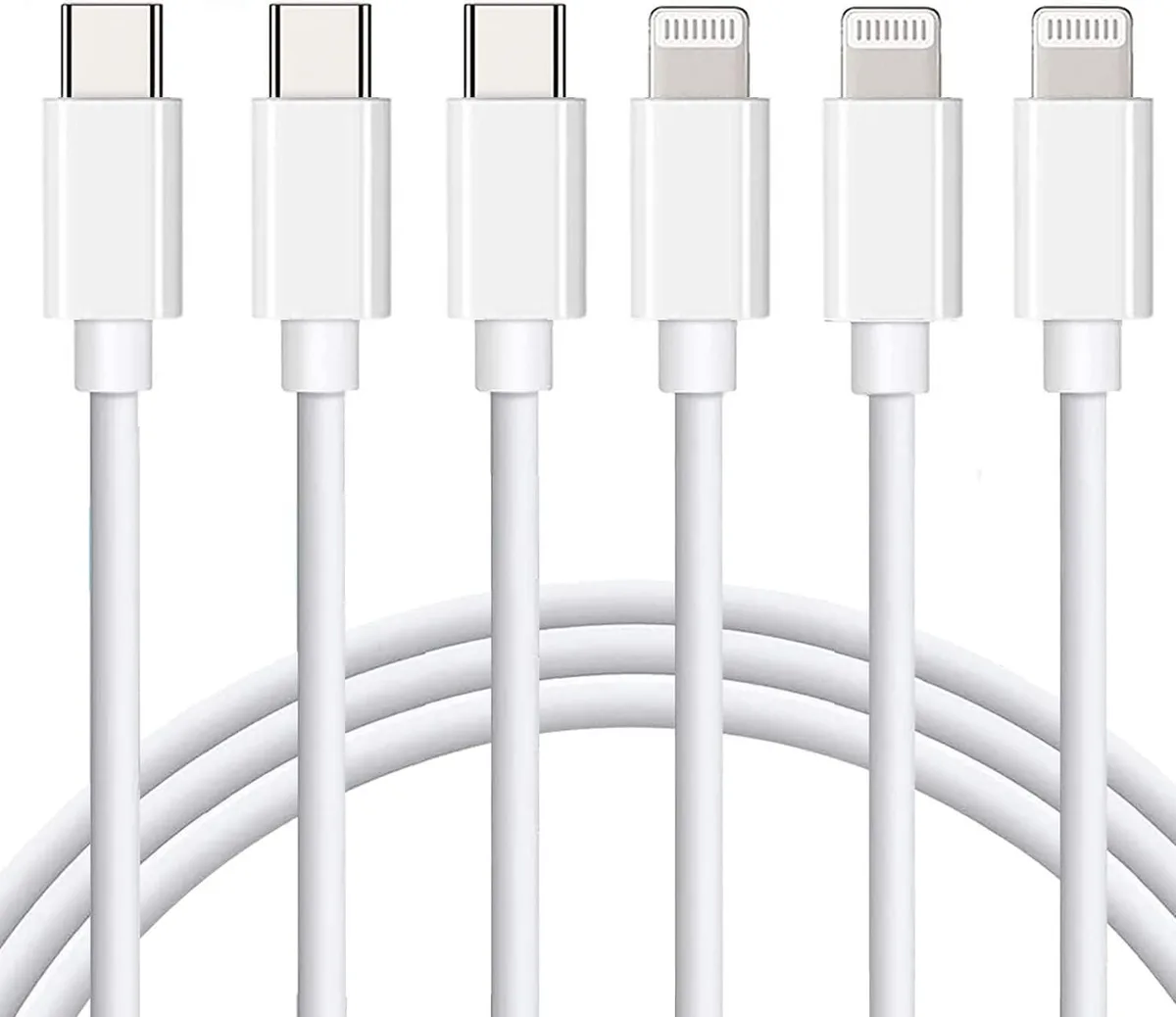 Chopmate Chopmate MFi Certified USB-C to Lightning Cable 3-Pack 6ft White — product photo