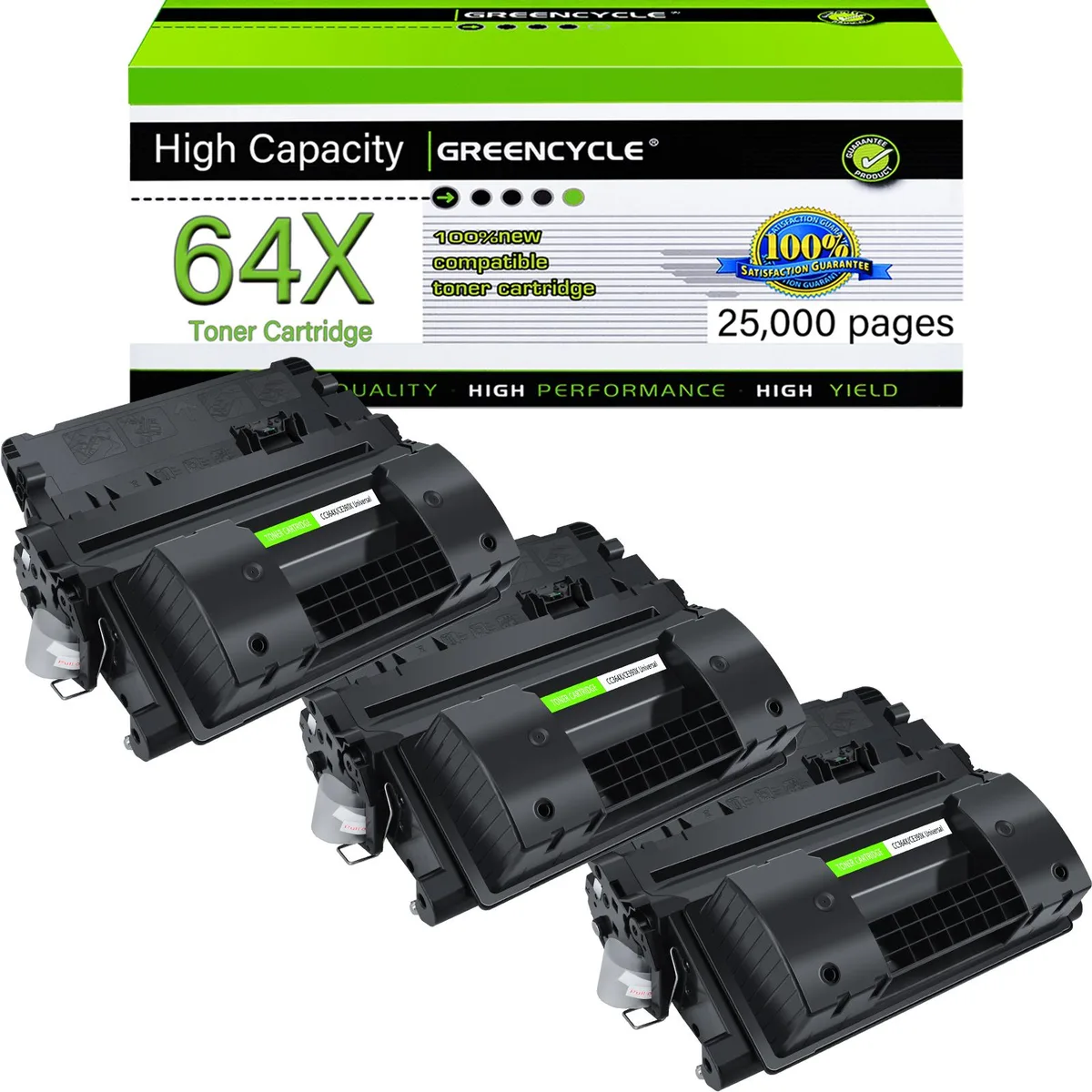 GREENCYCLE GREENCYCLE CC364X Compatible Toner Cartridge 3 Pack Black 25000 Pages — product photo