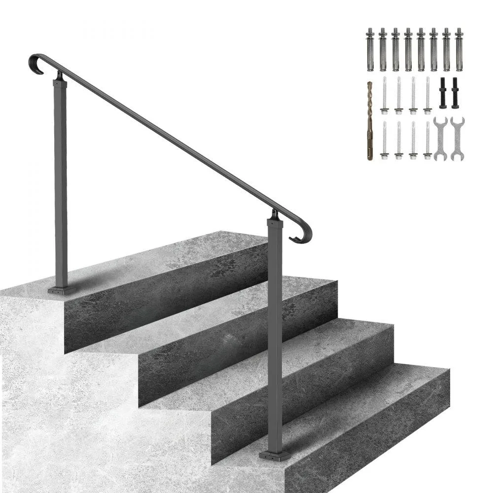 VEVOR VEVOR Wrought Iron Handrail 3 Steps Black 18.7 lbs — product photo