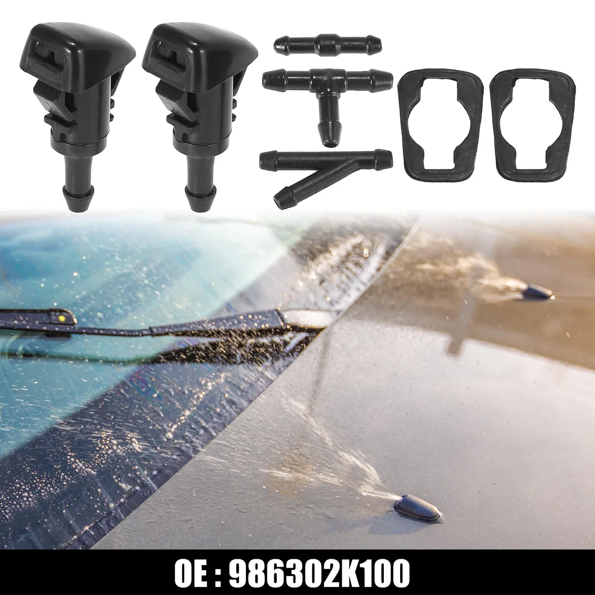 Unique-Bargains Unique-Bargains Front Windshield Washer Nozzles Fit Hyundai/Kia Pack of 7 Black — product photo
